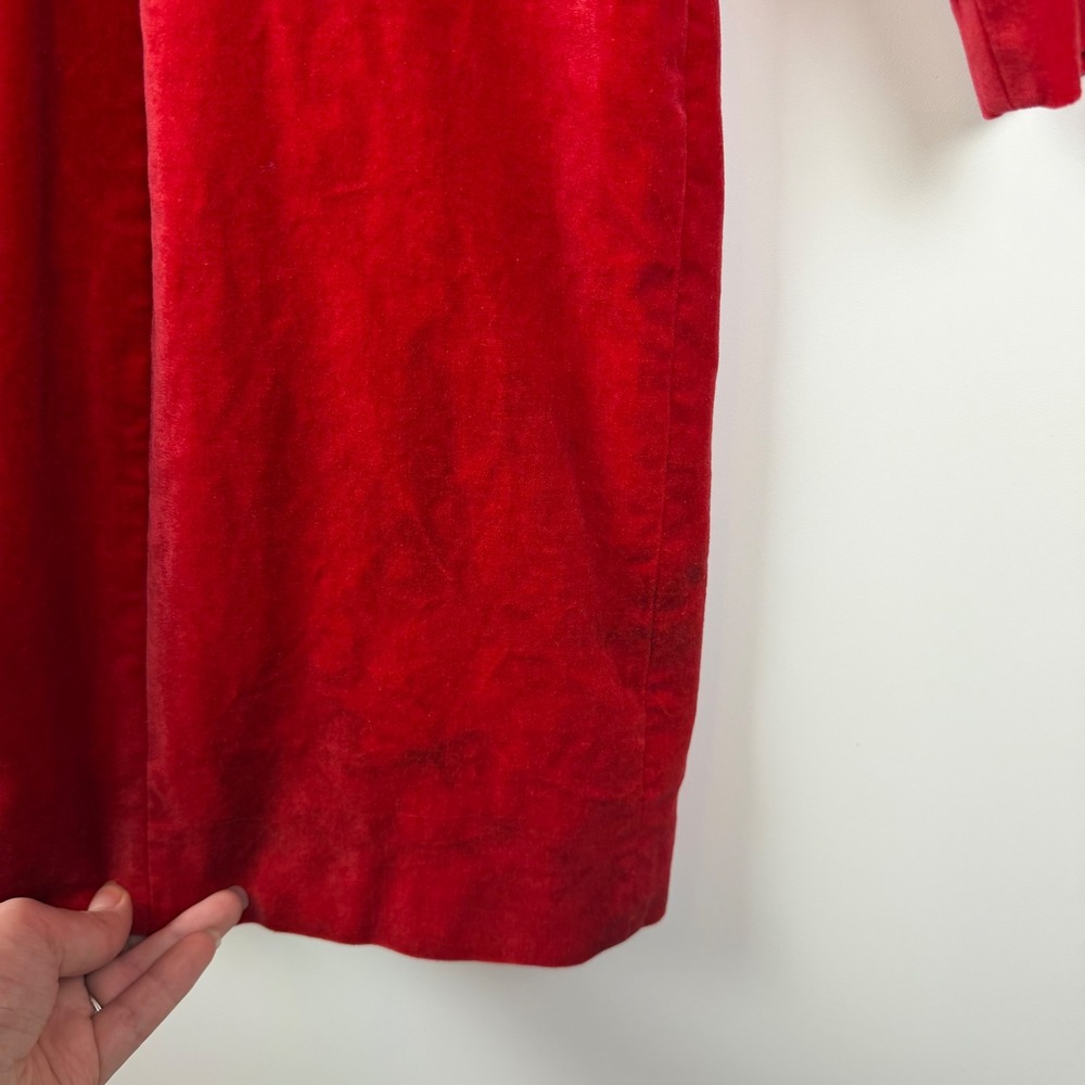 J Crew Long Sleeve Shift Dress Sz 18 Red Stretch Velvet Holiday Cocktail Preppy - Picture 7 of 15